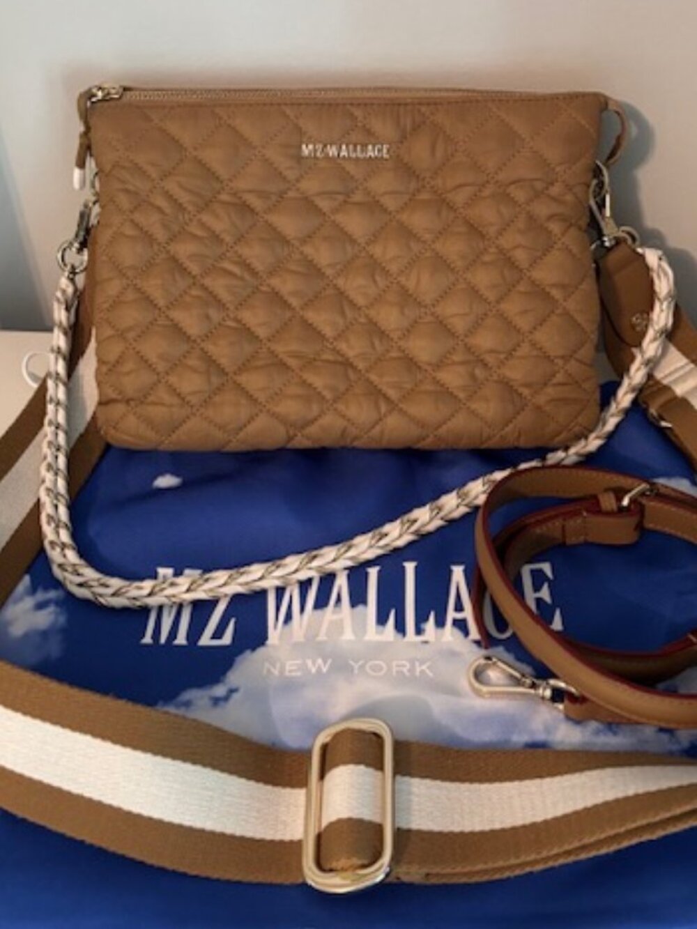 MZ Wallace Crosby Pippa Crossbody Caramel/White